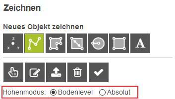 Beispiel Höhenmodus Einstellungen auf absolut